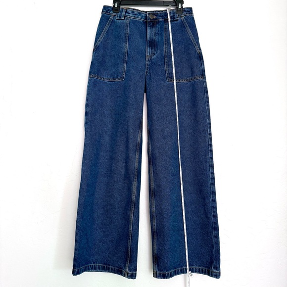 ✨Lucy & Yak Women's Mid Wash Blue High Waisted Wide-Leg Jeans NWT✨ - Picture 6 of 16